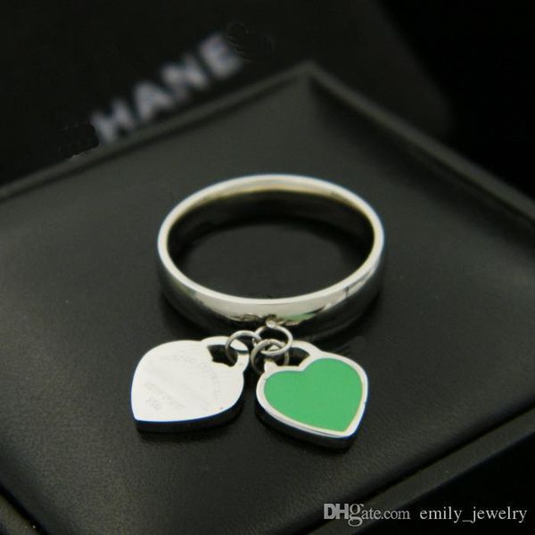 

316l stainless steel fashion green t ring jewelry for woman jewelry lover rings 18k gold-color and rose jewelry bijoux have logo, Silver