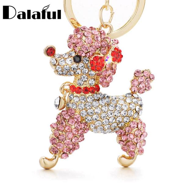 

dalaful lovely poodle dog bowknot crystal keychains keyrings for car women alloy purse bag key chain ring holder k307, Silver