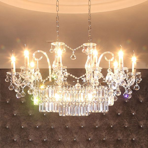 

rectangular candle chandelier crystal chandelier living room dining room crystal lamp modern minimalist club ktv villa chandelier