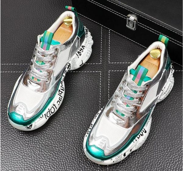 

2020 new spring men sneakers breathable trainers vulcanized buckle strap platform sneakers men running sports shoes loafers, Black