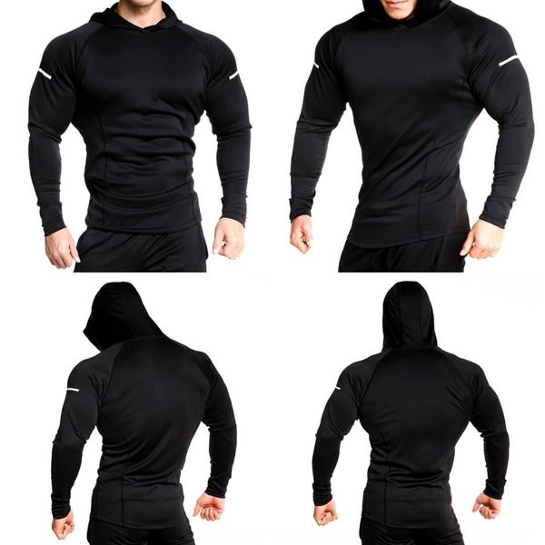 

wfyku muscle brothers long-sleeved hooded hoodie hoodie hoodieshirt quick-drying moisture absorption and perspiration training men's, Black
