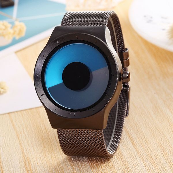 

creative concept wrist watches mesh watchband mens watch fashion quartz clock males relogio masculino, Slivery;brown