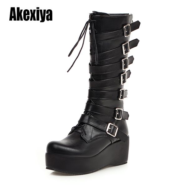 

2020 fashion black boots women heel autum nlace-up soft leather platform shoes woman party flower boots high heels punk u705
