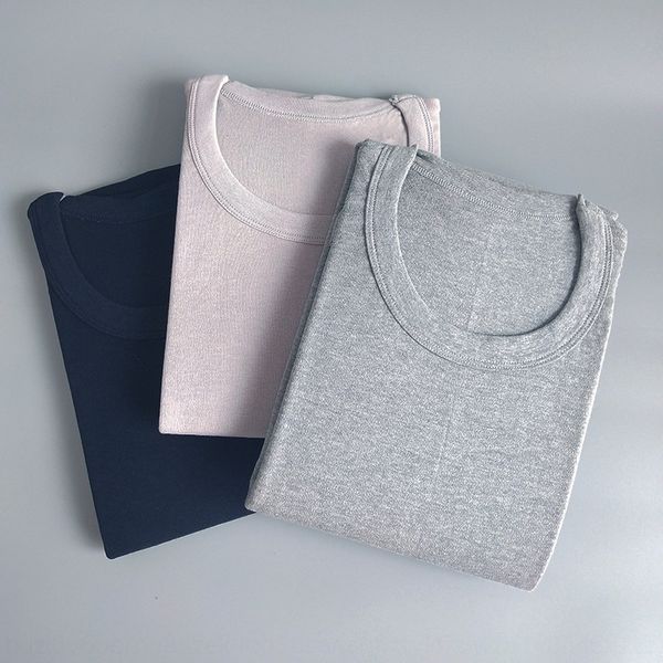 

16yyy men's single piece cotton autumn shirt middle-aged loose round neck low collar cotton sweater underwear underwear medium thick, Black;brown