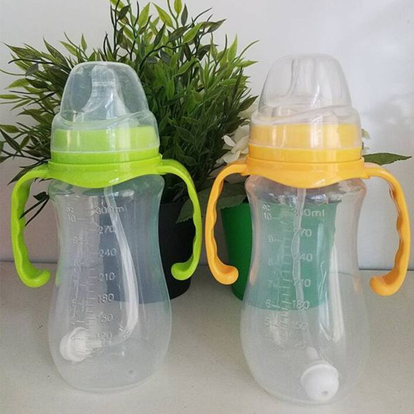 

wide pp nude baby milk straw bottle milk bottle with handle straw