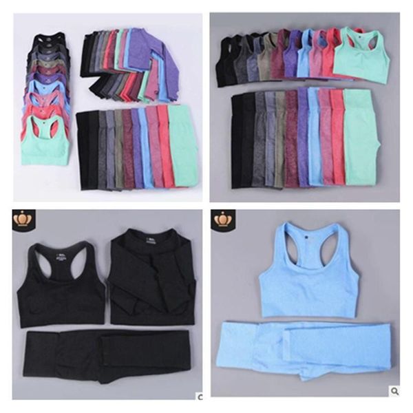 

2020women seamless yoga set fitness sports suits gym clothing long sleeve crop shirts high waist running leggings workout pants, White;red