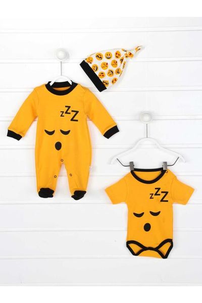 

yellow baby boy badili 3 pcs rompers, White