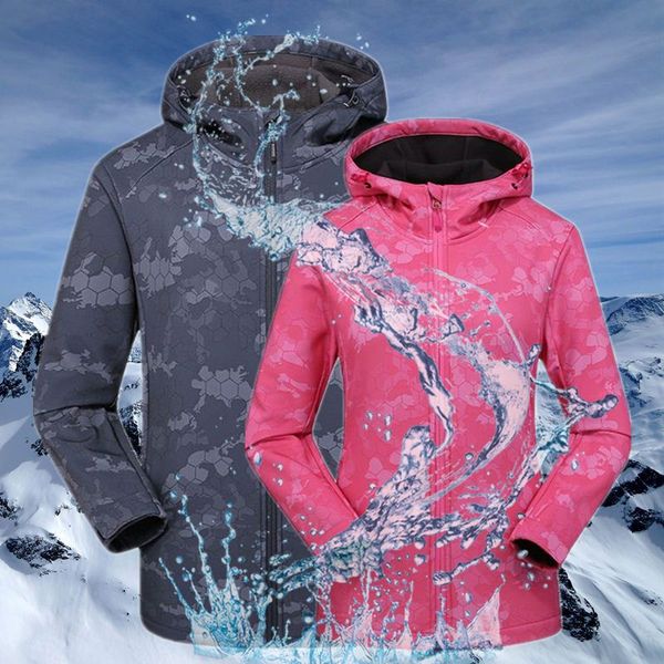 

couples camouflage hiking jacket softshell waterproof windproof outdoor sport coat womens and mens hiking trekking jacket gcc114, Blue;black