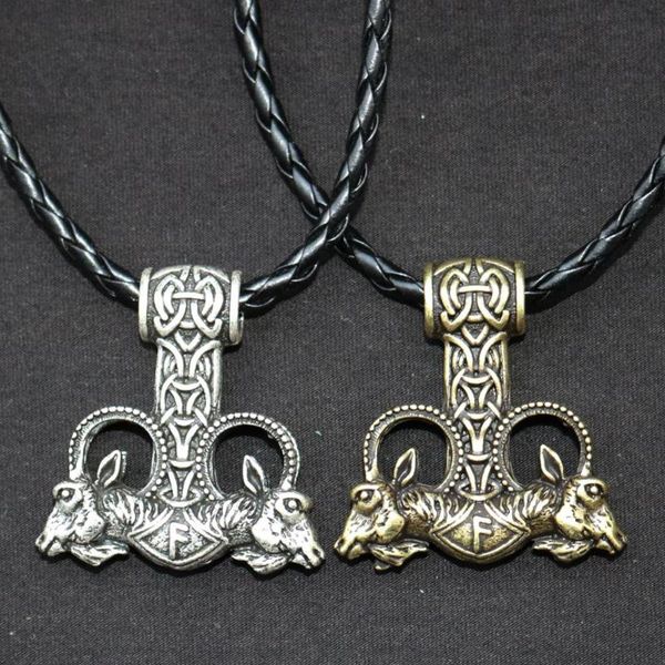 

thor hammer mjolnir wiccan ram goat amulet pendant viking necklace dropshipping, Silver