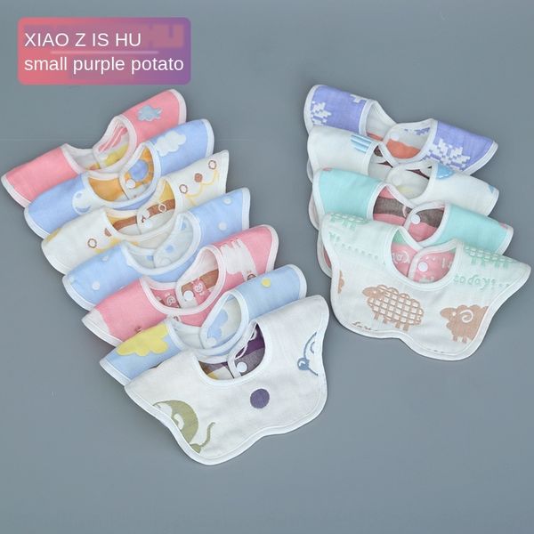 

saliva towel mother and baby products baby cotton six-layer bib gauze cartoon newborn saliva towel