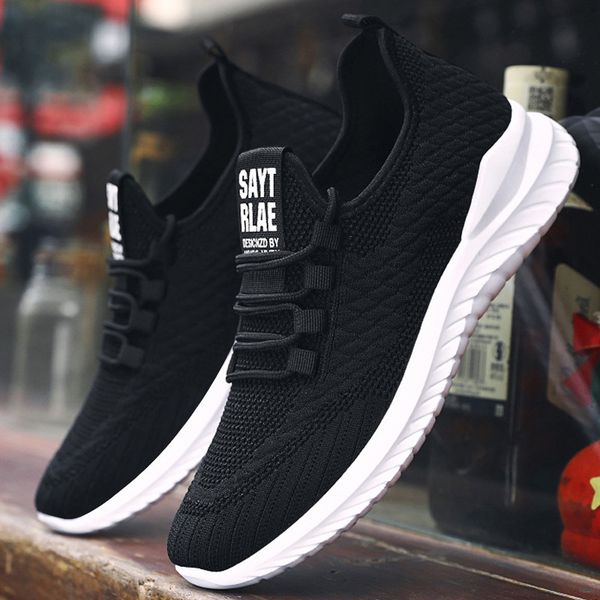 

2020 new men shoes comfortable flying woven mesh casual shoes trend running sports men sneakerss, Black
