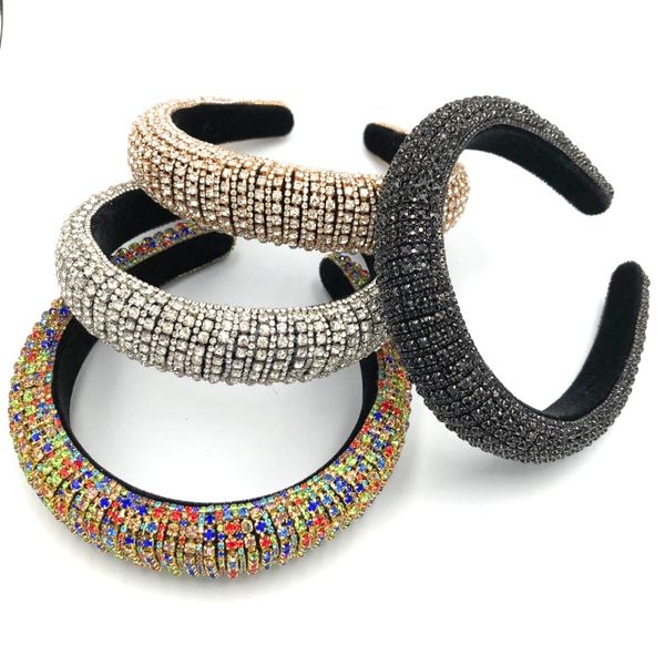 

thickening sponge rhinestones hair band hair accessories 5 colors new baroque full diamond luxury headband women wholesale, Silver