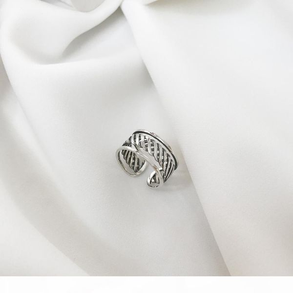 

двойная линия knotted античный старая личность открытое серебряное кольцо, Silver