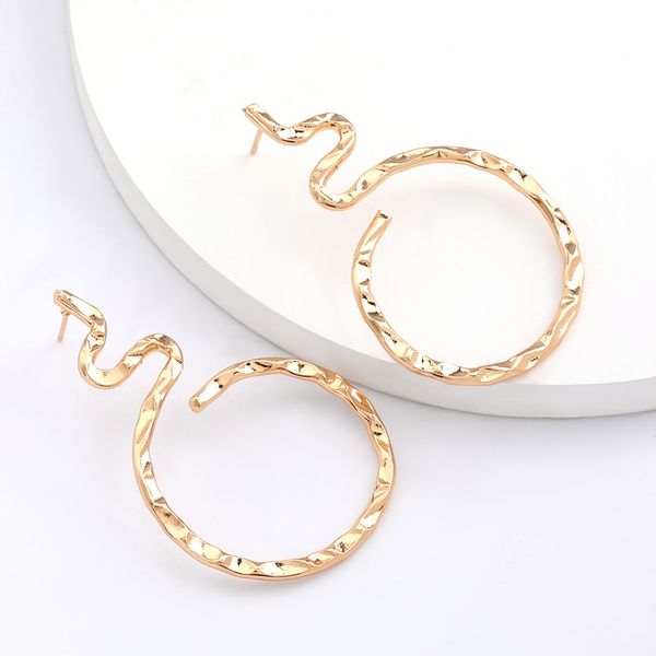

creative exaggerated wind snake-shaped alloy geometric earrings women's fashion design earring girls' heart accessories, Golden