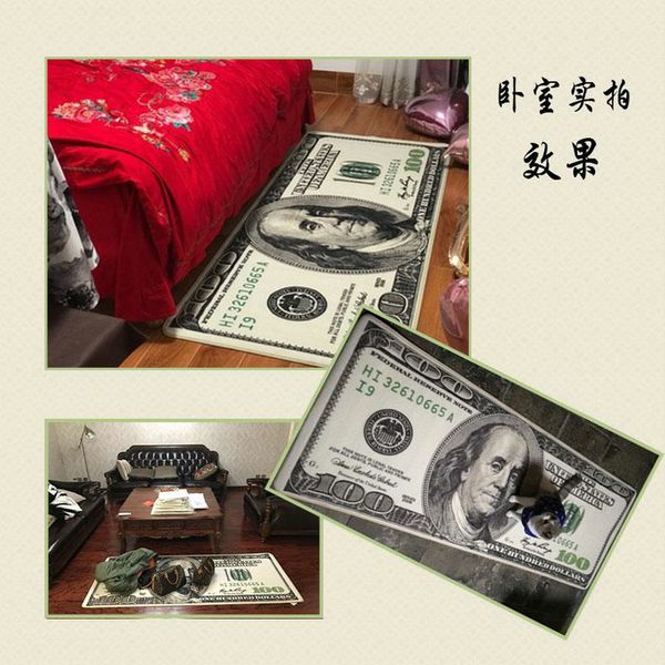 

new sell crative non-slip area rug modern home decor carpet runner dollar printed carpet one hundred dollar 100 bill print