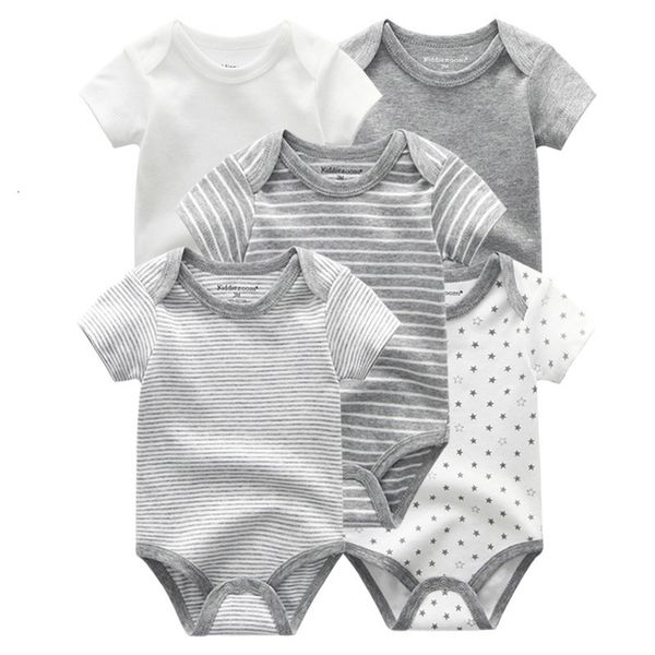 

5 pcs/lot newborn baby bodysuits short sleevele baby jumpsuit o-neck 0-12m cotton roupa de bebe baby clothes sets, Blue