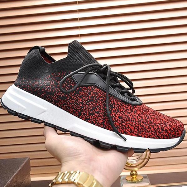 

mens shoes casual style breathable flats shoes fashion shoes male footwears with origin box zapatos de hombre prax 01 knit fabric sneakers, Black