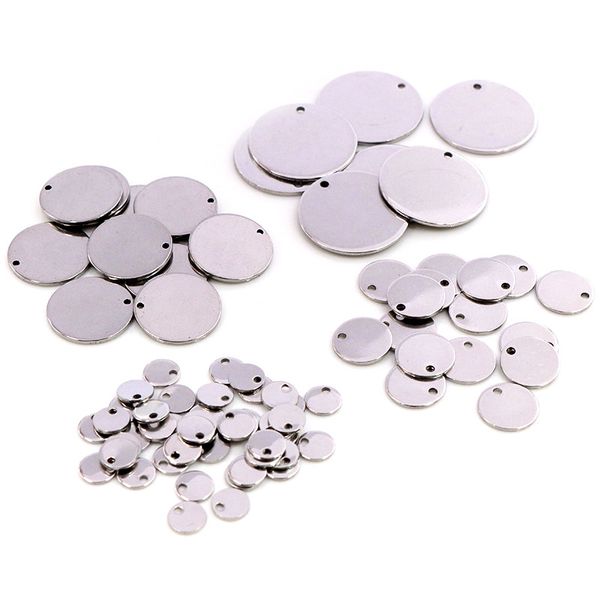 

6mm 8mm 10mm 12mm no fade charms 316 stainless steel round one hole charms for necklace pendant charms diy jewelry making, Black