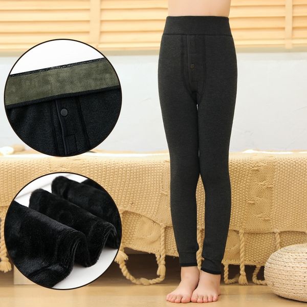 

winter new cotton plus velvet thickened boys pantstight warm pants leggings children's waist protection warm pants, Blue