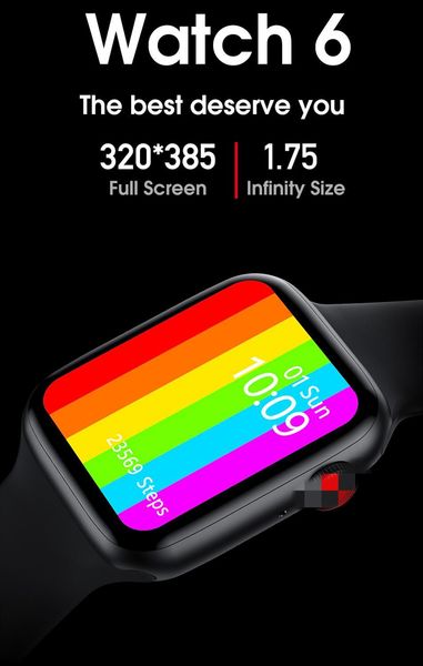 

iwo26 smart watch women men 1.75" screen bluetooth call smartwatch ip68 waterproof heart rate blood pressure monitor pk x6 t500