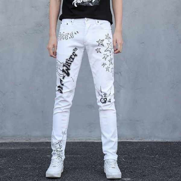 

2020 men's designer jeans distressed torn cyclist slim fashion trend jeans for men who fit denim for motorcycles and bikers, Blue