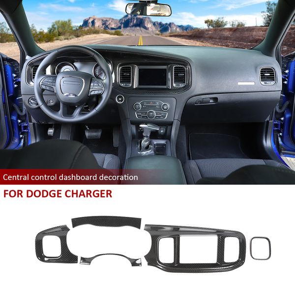 

carbon fiber interior console dash board panel cover trim for dodge charger 2015 up interior accessories