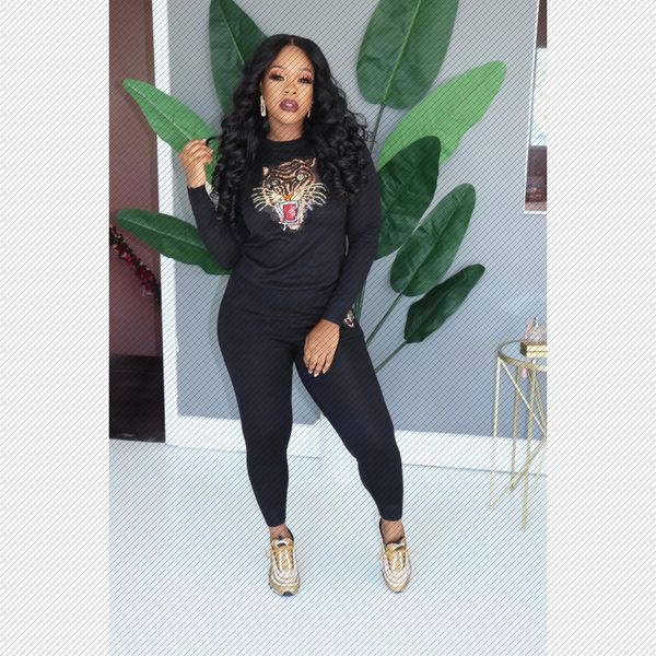 

cross-border selling amazon wish selling european and american fashion tiger sequin casual suit, Black;white