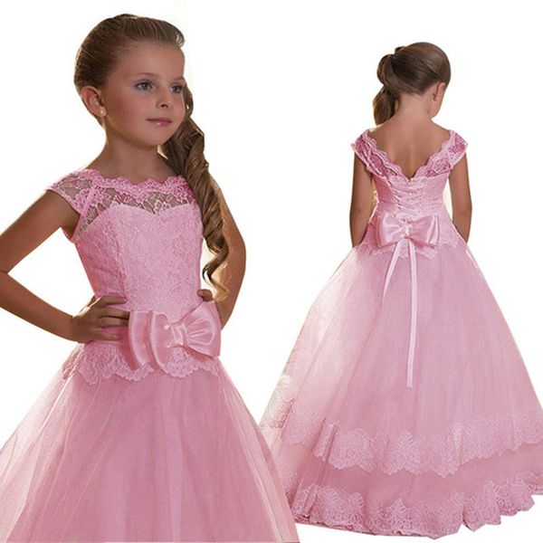 

big bow kids dresses for girls children clothing wedding dress elegant formal girl party princess dress tutu vestido comunion t200709, Red;yellow