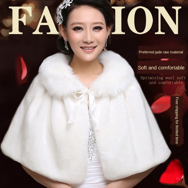 

bride wedding dress coat wedding dress accessories bridesmaid white winter large size cloak shawl accessories shawl cloak red, Blue;gray