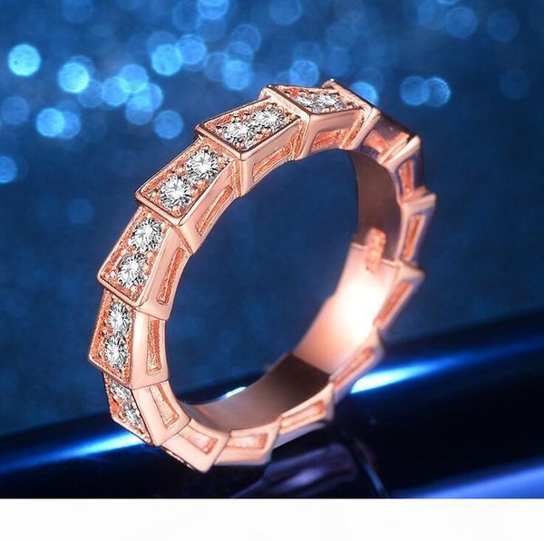 

e 2017 new arrival selling luxury jewelry 925 sterling silver &rose gold plated party women wedding snake cz diamond band ring gift, Slivery;golden