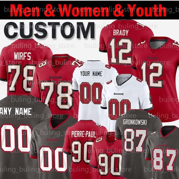 

2020 tampa tom brady bay custom buccaneer 31 antoine winfield jr. 54 lavonte david 90 jason pierre-paul tristan wirfs men women youth, Black