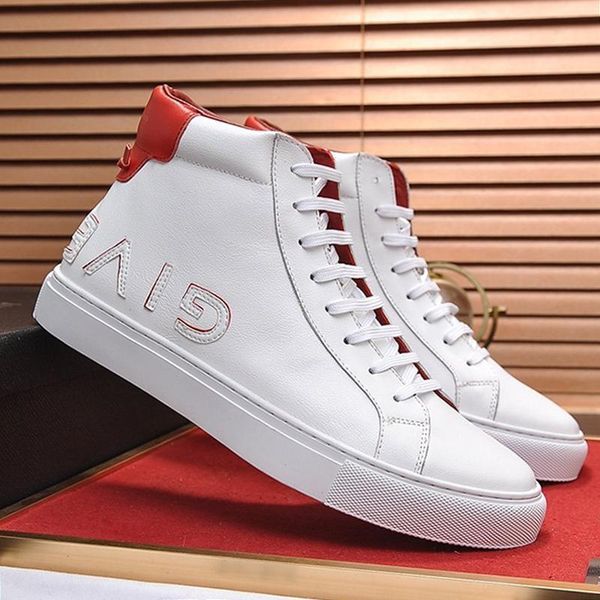 

high reverse sneakers in leather mens boots lightweight footwears lace -up sports vintage men shoes scarpe da uomo di lusso, Black