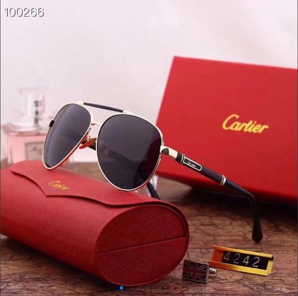 

the latest fashion european and american brand sunglasses metal ultra light frame ultraviolet protection eyewear belt box, Black