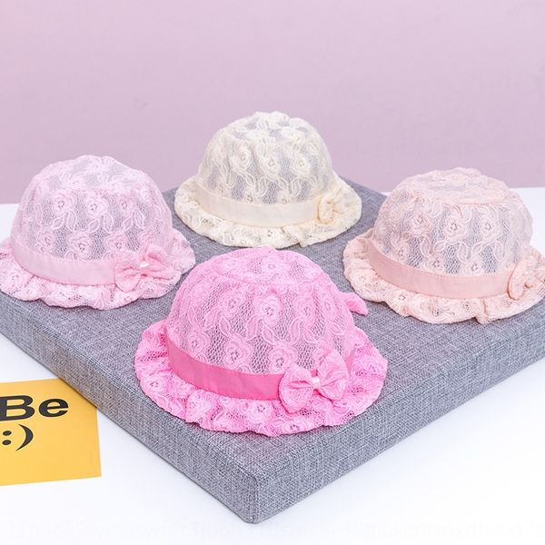 

rose bow lace princess 2019 season bucket bucket lace fisherman new baby cotton hat mesh fisherman hat mz7384, Blue;gray