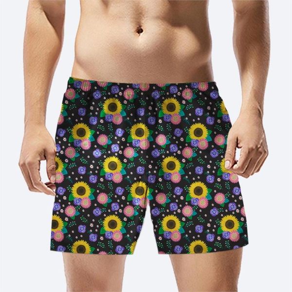 

совет шорты мужские пляжные шорты для купания подсолнухи версия для печати surf купальники человек купальники стволы серфинг короткие spoden, White;black
