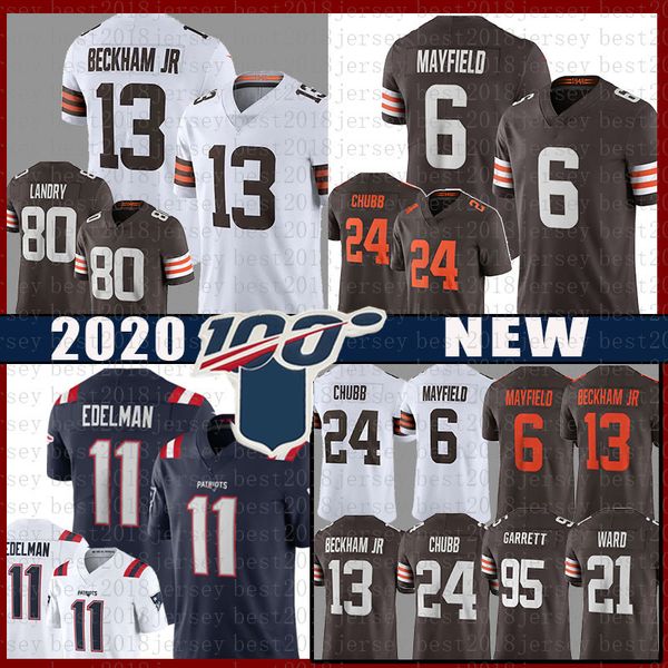 

cleveland brown baker mayfield odell beckham jr jersey nick chubb jarvis landry denzel ward myles garrett patriot 11 julian edelman, Black;red