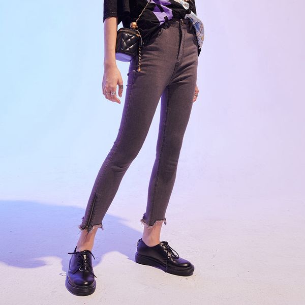 

Gray Solid High Waist Washed Casual Pencil Jeans Women 2020 Autumn Black Korean Female Daily Basic Denim Pants, Blue