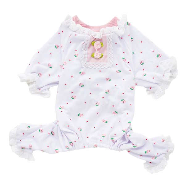 

summer casual pet dogs clothes t-shirt puppy lace floral pajama i