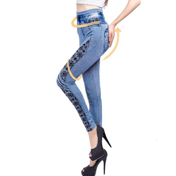 

stretchy leggings slim pencil pants womens skinny print work out high waist trousers ladies sport seamless imitation jeans 2020, Black