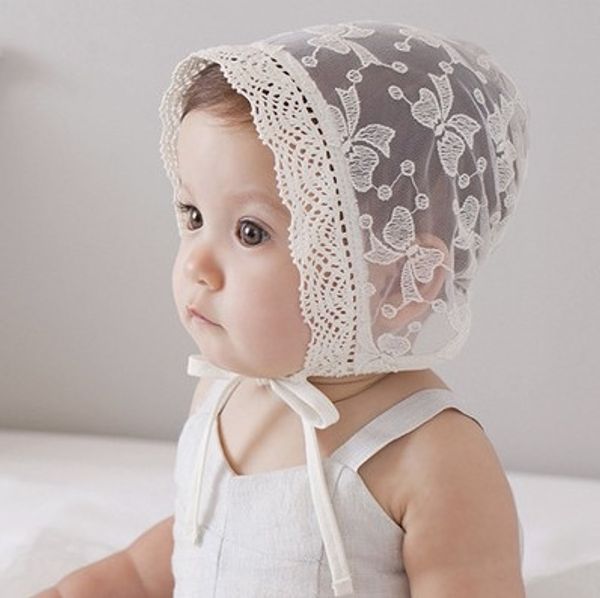 

korean embroidered pullover hat style baby tire princess hat lace bow embroidered breathable baby pullover cap palace cap, Yellow
