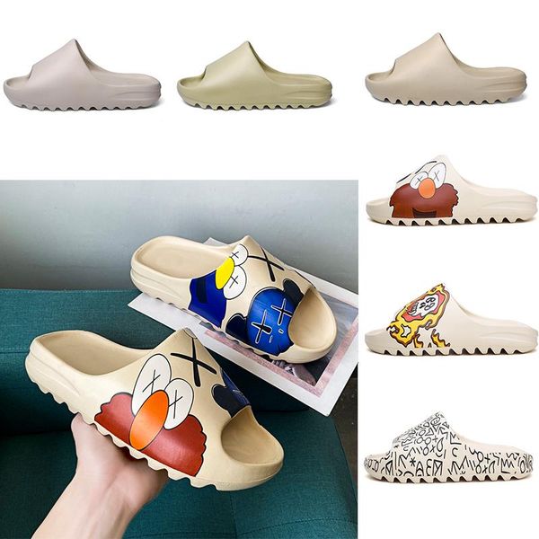 

fashion resin bone earth brown desert sand eva foam runner kanye west slides mens womens kid children slipper slippers sandals, Black