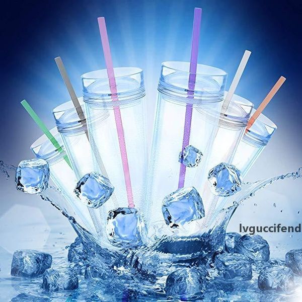 

dhl 16oz mixed color double wall skinny acrylic tumblers strata cups clear plastic tumblers with lids and straws for home beer