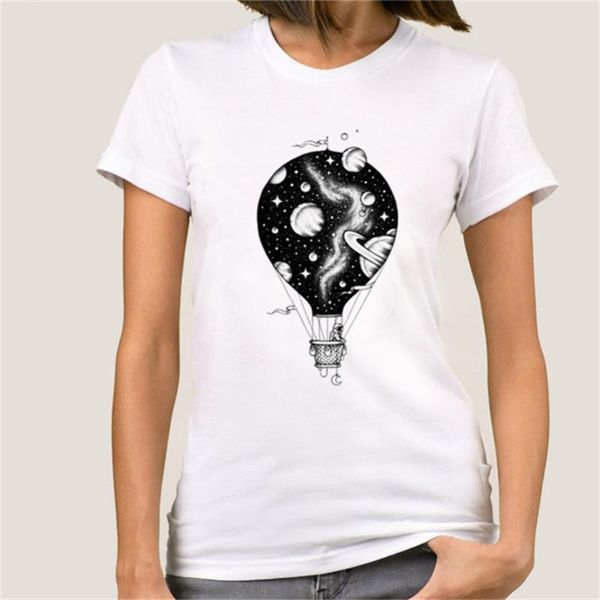 

summer astronaut women t shirt tees female funny space t-shirt woman girl short sleeve tshirt 018, White
