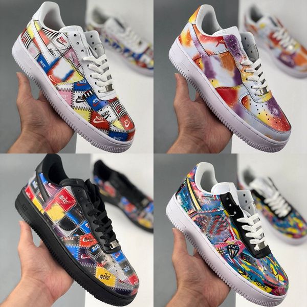 

2020 fashion mens running shoes graffiti print black white skateboard baskets sports sneakers dunk one sports 1 07 trainers des chaussures