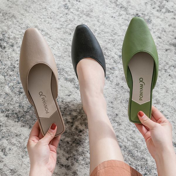 

2020 korean-style fashion slipper women's summer outer wear closed-toe new style online celebrity lazy shoes versatile women's s, Black