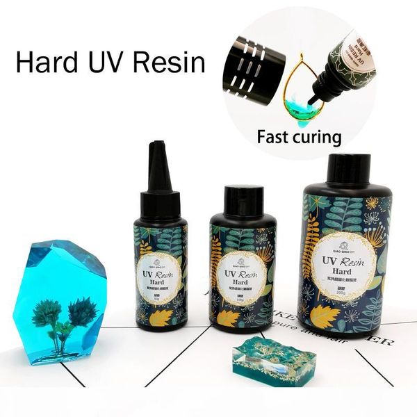 

qiaoqiaodiy hard uv resin wholesale 6 size diy fast curing uv clear hard resin for making jewelry handicrafts epoxy, Blue;slivery