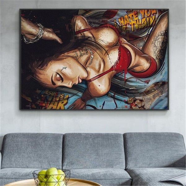 

wall art очаровательная женщины плакаты и печать граффити sexy girl рисунок масляной живописи аннотация стене картина для гостиной современн