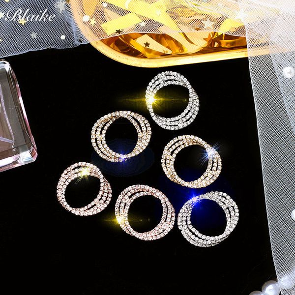 

blaike unique silver/rose gold/gold color alloy hoop earrings for women retro white rhinestone party jewelry christmas gifts, Golden