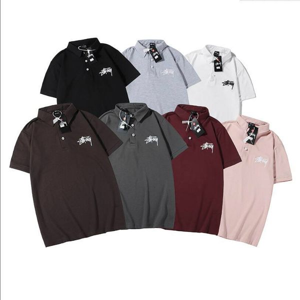 

new summer men and women couple embroidered cotton lapel short sleeve polo shirt t-shirt paul shirt, White;black