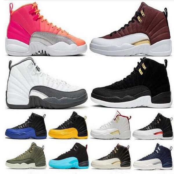 

2021 new 12 12s mens basketball shoes sneakers winterized gym red taxi flu game dark grey 12s mens trainers sports shoes shoe 7-